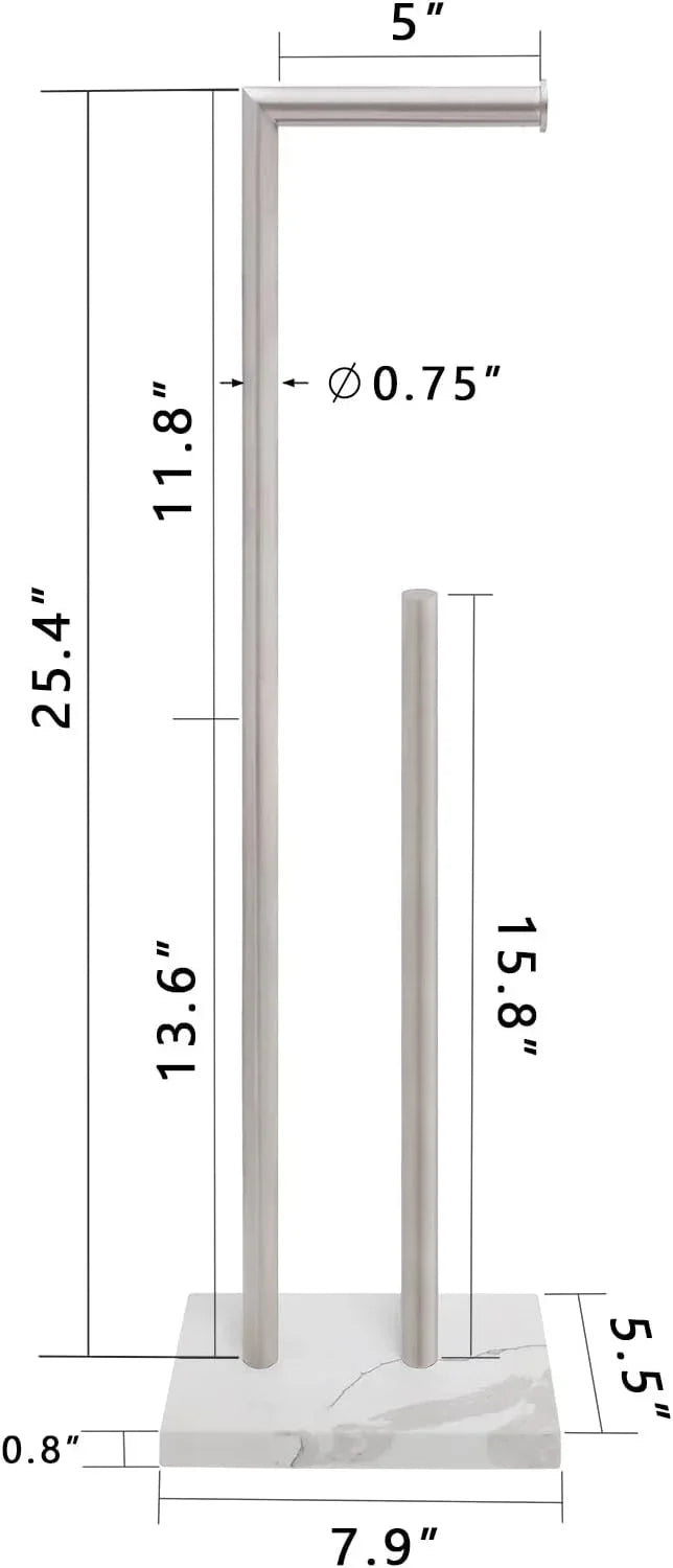 Gzila Free Standing Toilet Paper Holder Stand with Reserve, Heavy Weighted Marble Base Design, Bathroom Stands Tissue Rolls Holder, 304 Stainless Steel Brushed Nickel - ModernBath
