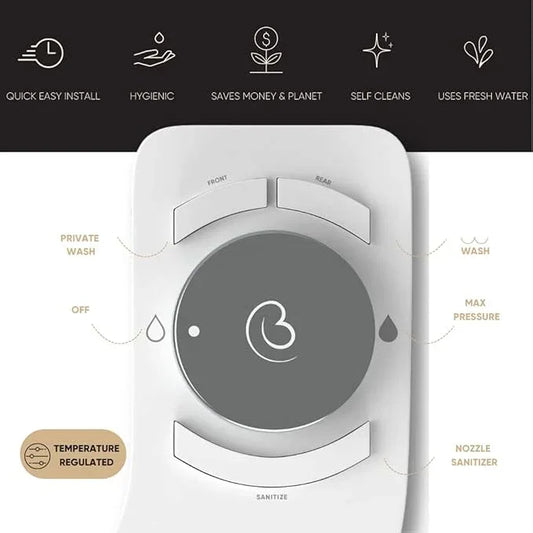 Boss Bidet Revolution Plus (Warm Water). Bidet Attachment for toilet. Luxury design, Bathroom bidet sprayer for toilet, non electric, dual nozzle, feminine wash, self cleaning. Tokyo Platinum. - ModernBath