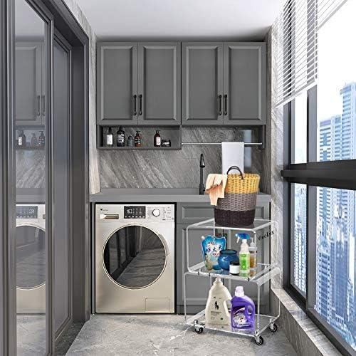 2119 Rolling Utility Cart Tower Rack for Kitchen Bathroom Laundry Dining Room Places,Acrylic Mobile Storage Cart On Wheels - ModernBath