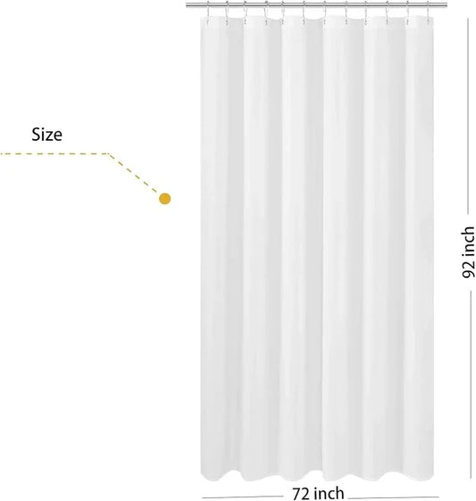 N&Y HOME Extra Long Fabric Shower Curtain or Liner 72 x 92 inch, Hotel Quality, Washable, White Bathroom Curtains with Grommets, 72x92 - ModernBath
