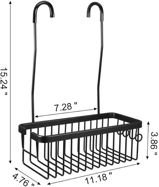 Kalekey Shower Hanging Caddy, No Drill Shower Shelf, Heavy Duty Aluminum Organizer Basket, Bathroom Storage for Shampoo, Soap & Toiletries, Black