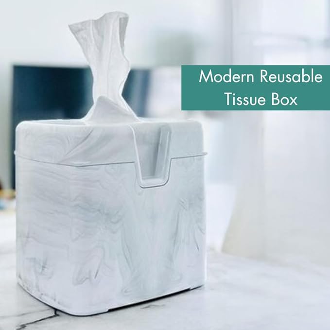 Tissuecaddy Life Hack Toilet Paper Dispenser - Money Saver Alternative to Tissue Box and Tissue Box Holder | Home, Bathroom, and More - White Marble