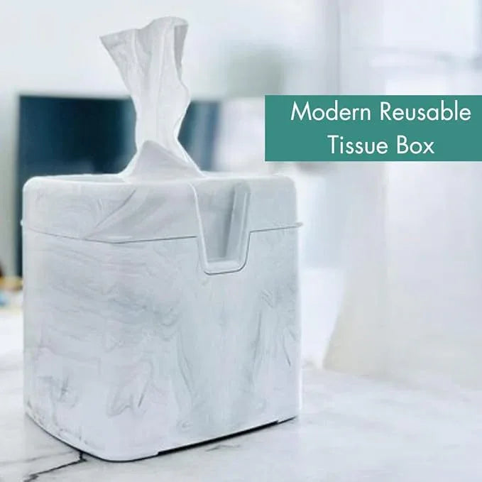 Tissuecaddy Life Hack Toilet Paper Dispenser - Money Saver Alternative to Tissue Box and Tissue Box Holder | Home, Bathroom, and More - White Marble - ModernBath