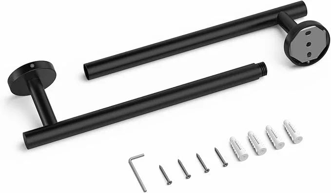 USHOWER Matte Black Bathroom Hardware Set, Modern 24-Inch Towel Bar Set Wall Mounted, Durable SUS304 Stainless Steel Bathroom Accessories Set, 4-Piece - ModernBath