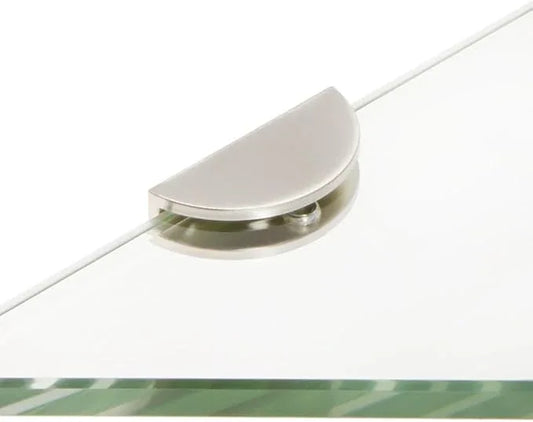 Spancraft Glass HRC12TR-BR Triangle Glass Shower Shelf with Half Round Clamp, Brushed Nickel Bracket, 12" - ModernBath