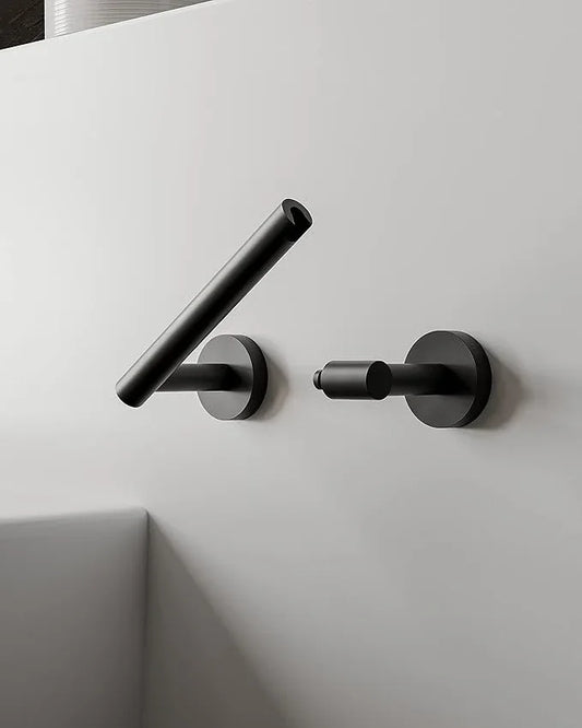 Ruacq Toilet Paper Holder Matte Black Double Post Pivoting Round Tissue Holders Roll Holder Hangers Toilet Paper Holders SUS 304 Stainless Steel Modern Wall Mounted - ModernBath