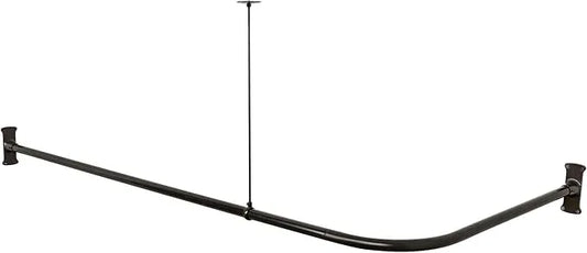 Artiwell L Shaped Shower Curtain Rod, Bathroom Bathtub Corner Adjustable Shower Curtain Rod with Ceiling Support (OIL RUBBED BRONZE) - ModernBath