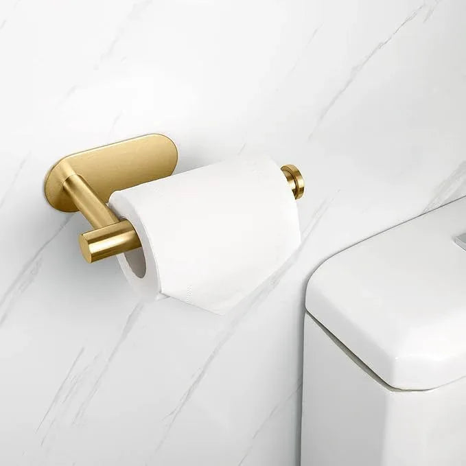 NearMoon Toilet Paper Holder Self Adhesive, Premium Thicken SUS304 Stainless Steel Rustproof Adhesive Toilet Roll Holder no Drilling for Bathroom, Kitchen, Washroom (3 Pack, Brushed Gold) - ModernBath