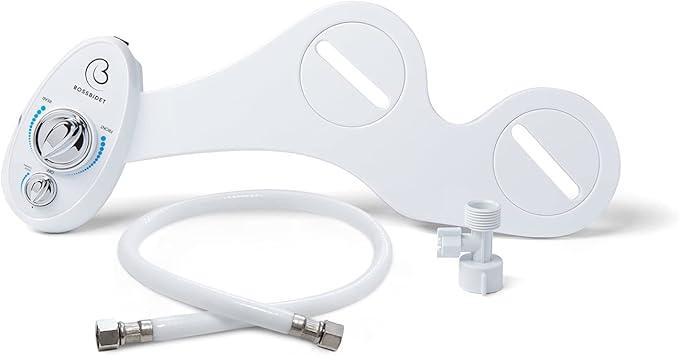Boss Bidet Luxury White Blue - Bidet Attachment for Toilet Seat - Dual Nozzles, Self-Cleaning, Non-Electric Water Sprayer, Save Money On Toilet Paper and Reduce Waste - ModernBath