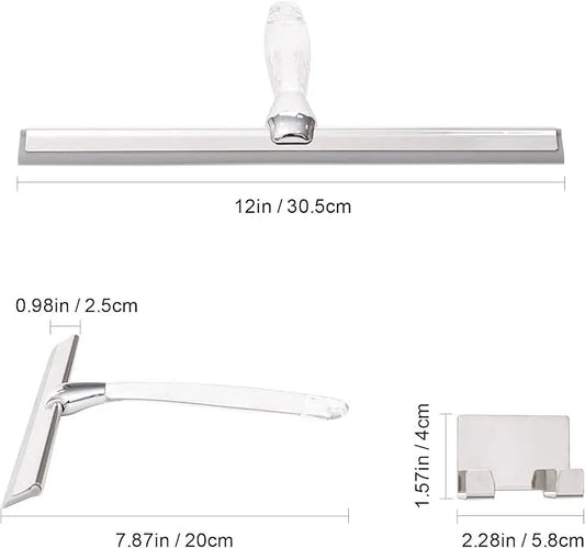 Ettori Shower Squeegee for Glass Door, Squeegee for Shower Glass Door, Bathroom, Window and Car Glass, 12 Inches with Clear Acrylic Handle - ModernBath