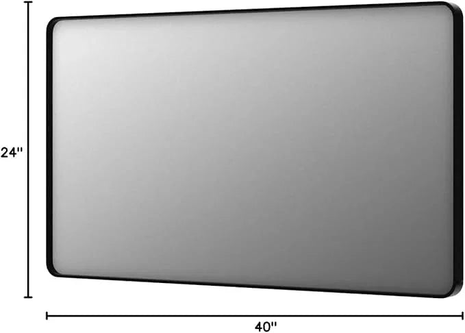 LOAAO 40x24 Inch Black Metal Framed Bathroom Mirror for Wall, Matte Black Bathroom Vanity Mirror Farmhouse, Large Rounded Rectangle Mirror, Anti-Rust, Hangs Horizontally or Vertically - ModernBath