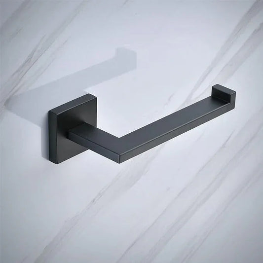 Matte Black Bathroom Accessories Hardware Set 2 Pieces, Toilet Paper Holder + Hand Towel Holder, Wall Mounted Towel Ring Towel Bar, SUS304 Stainless Steel, SHUNLI - ModernBath