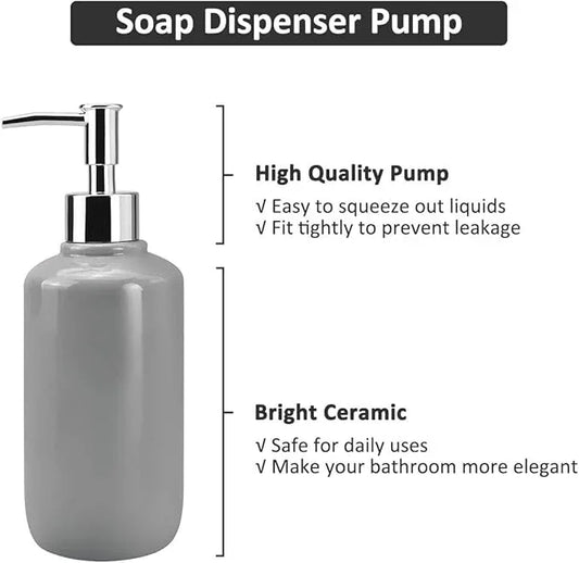 Gray Ceramic Bathroom Accessory Set, Bathroom Accessories Set Includes Soap Dispenser, Toothbrush Holder, Tumbler, Soap Dish, Complete Bathroom Ensemble Sets for Bath Decor, Ideas Home Gift - ModernBath