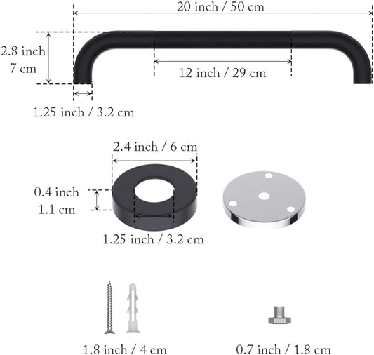 20 Inch Anti Slip Shower Grab Bar Oil Rubbed Black 1.25" Diameter,Munzong Bathroom Grab Bar, Knurled Bathroom Balance Bar,Safety Hand Rail Support Handicap Elderly Senior Assist Bath Handle