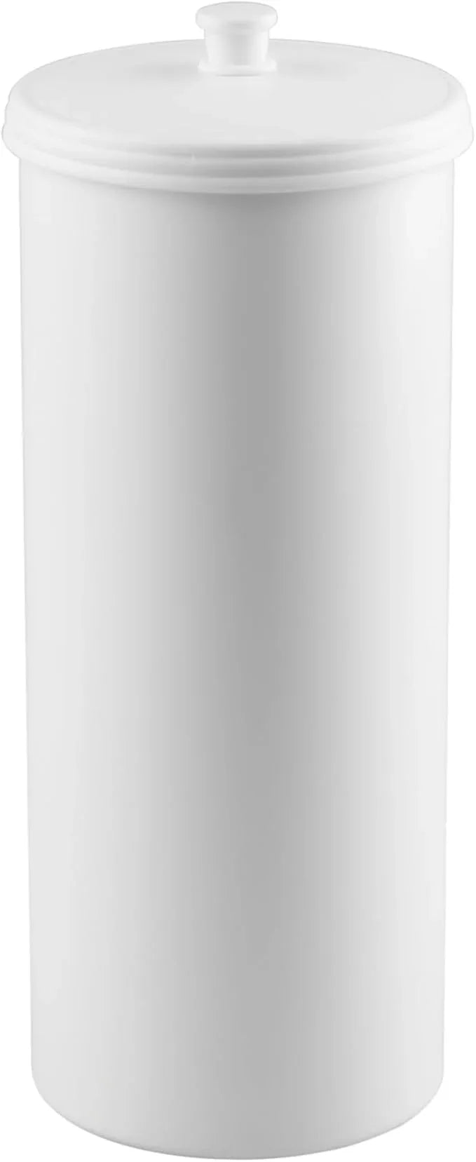 iDesign Freestanding Bathroom Toilet Paper Storage Holder with Lid for 3 Extra Rolls, White - ModernBath