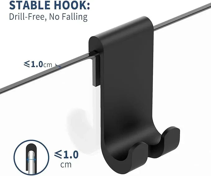 ecooe Silicone Shower Squeegee with Hanger, 13″/33cm Shower Glass Cleaner Wiper, Black Window Squeegee Scraper with Stainless Steel Core for Home Bathroom Kitchen Car Glass Doors - ModernBath
