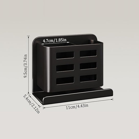 YESENT Black Wall-Mounted Toothbrush Holder, Aluminum Material Shower Shaver Storage Rack, No Drilling Required, Removable Toothpaste Storage Rack