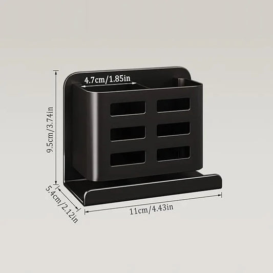 YESENT Black Wall-Mounted Toothbrush Holder, Aluminum Material Shower Shaver Storage Rack, No Drilling Required, Removable Toothpaste Storage Rack - ModernBath