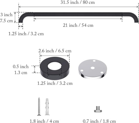 32 Inch Anti Slip Shower Grab Bar Oil Rubbed Black 1.25" Diameter,Munzong Bathroom Grab Bar, Knurled Bathroom Balance Bar,Safety Hand Rail Support Handicap Elderly Senior Assist Bath Handle