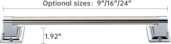Joyrain Stainless Steel Bathroom Grab Bar for Elderly - Safety Rail & Towel Rack Dual Function, 9/16/24 Inch Anti-Slip Handle for Shower/Toilet/Tub (Chrome, 16 inch) - ModernBath