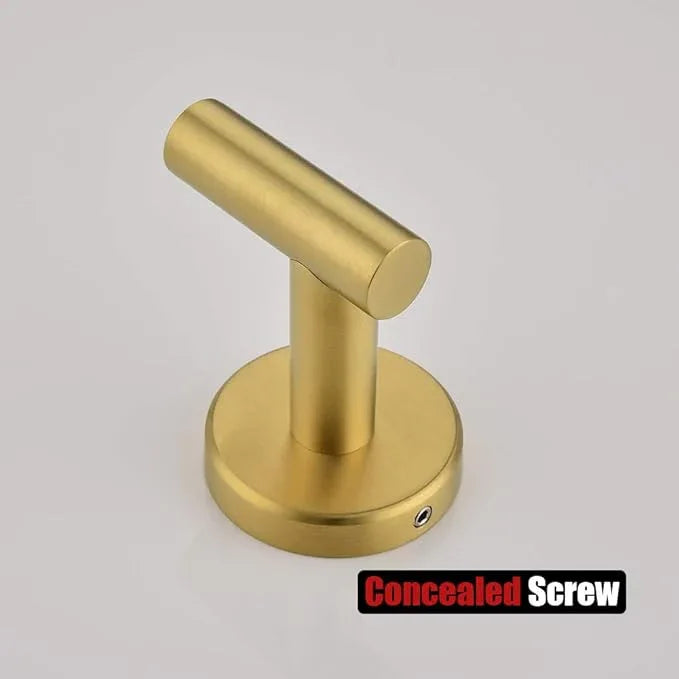 JQK Bathroom Towel Hook Brushed Gold, Brass Coat Robe Clothes Hook for Bathroom Kitchen Garage Wall Mounted (Pack of 2), SUS 304 Stainless Steel 0.8mm, TH100-BG-P2 - ModernBath