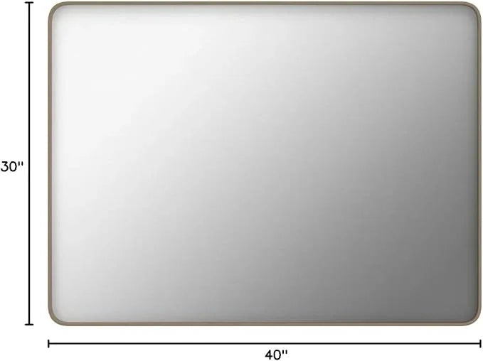 JISOSO Bronze Bathroom Mirror 40x30 Inch, Brushed Bronze Metal Frame Mirror for Wall, Rounded Rectangle Bathroom Vanity Mirror with Tempered Glass, Anti-Rust, Horizontal/Vertical - ModernBath