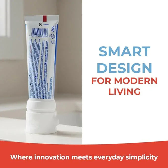 SqueezMe EasyPump Toothpaste Dispenser Cap - Self Closing Silicone Toothpaste Cap for Kids & Adults - No-Mess, Standing Design - Universal Fit for Tubes Up to 230g - Push-On, No-Twist Easy Install - ModernBath