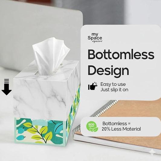 Tissue Box Cover Rectangle - Tissue Box Holder Rectangular - Compatible with Kleenex - Acrylic Marble Bathroom Accessories Decor