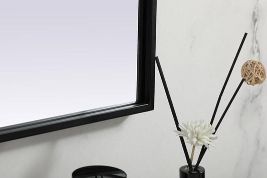 Illuminate, Metal Frame Arch Mirror 40X30 Inch in, Modern, Black