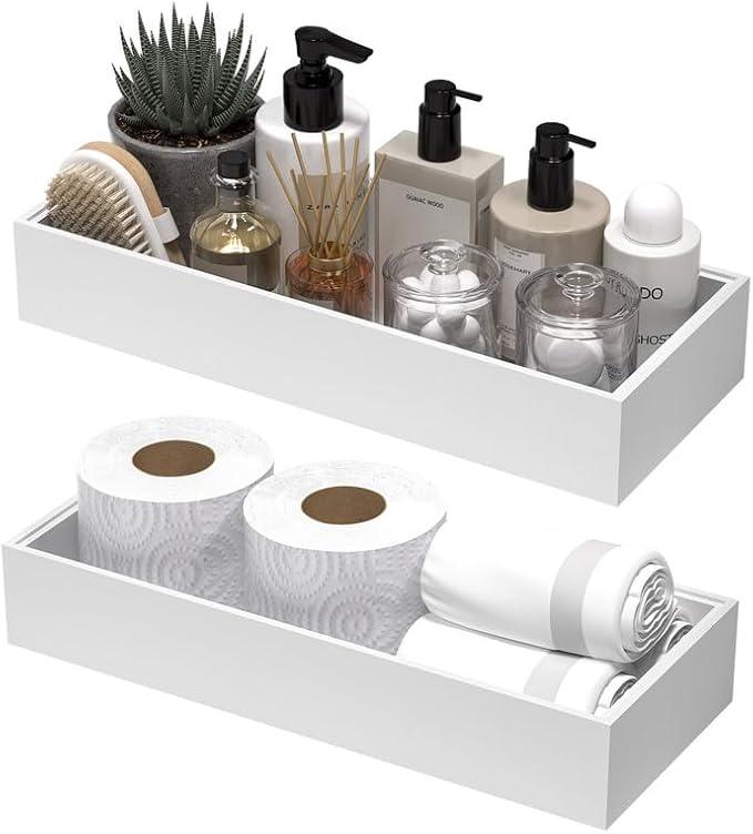 Kitchen Drawer Organizer Bins, Stackable Deep Bamboo Drawer Organizer for Silverware, Utensils, Cutlery, Flatware, Junk, Dresser, Bathroom, 15" x 6" x 2.5" (Set of 2) - ModernBath