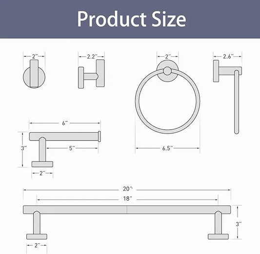 Matte Black Towel Bar Set, 18 Inch Bathroom Hardware Set, Wall Mounted Bathroom Towel Holder Set, Modern Bathroom Accessories, Durable SUS304 Stainless Steel, 4-Piece - ModernBath