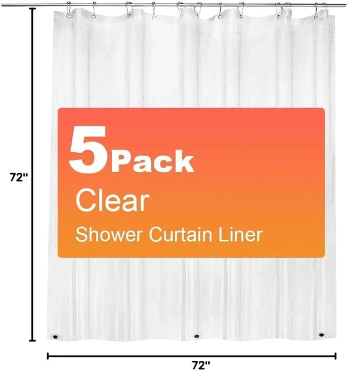 ZEMAHOME 5 Pack PEVA Plastic Shower Curtain Liner Premium Light Weight 72" x 72" Clear Bathroom Shower Showroom Curtain Liner with Rustproof Metal Gromments and Weighted Magnet - ModernBath