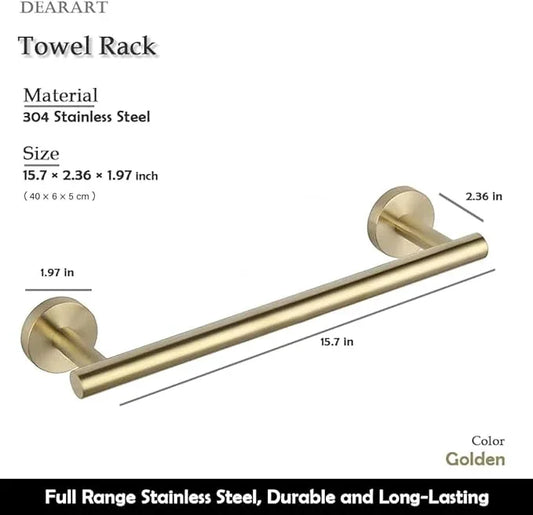 DEARART Bathroom Accessories Set, Stainless Steel Towel Racks, Bath Set, Paper Holder for Wall Mounted, Golden (5pcs) - ModernBath
