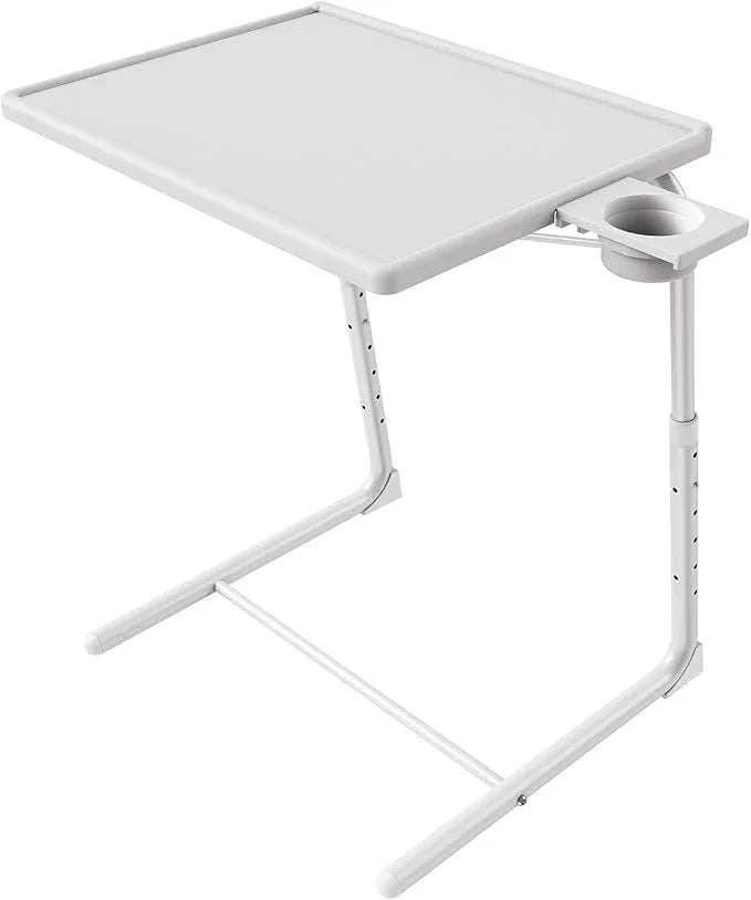 HUANUO Adjustable TV Tray Table - TV Dinner Tray on Bed & Sofa, Comfortable Folding Table with 6 Height & 3 Tilt Angle Adjustments (White) - ModernBath