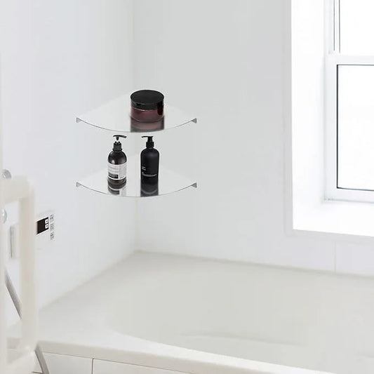 2PC Corner Shelves 304 Stainless Steel Bathroom Shower Shelves Waterproof Wall Mounted Heavy Duty Shower Corner Shelves for Bathroom and Bedroom(Chrome, 2 PC) - ModernBath