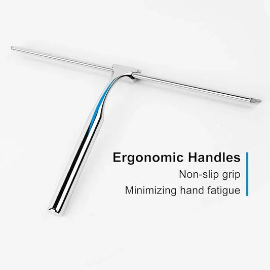 Quntis Silicone Shower Squeegee with Stainless Steel Handle, Window Cleaning Squeegee for Bathroom Window Kitchen Car Household with Professional Wall Mount - ModernBath