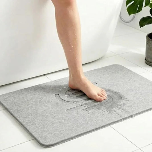 ANGORA BRANDS Stone Bath Mat 23.6" x 15.4" – Diatomaceous Earth Bath Mat, Non-Slip & Quick-Dry, Super Absorbent, Easy to Clean, Gray Minimalist Stone Bath Mats for Bathroom by Your Wright Stuff - ModernBath