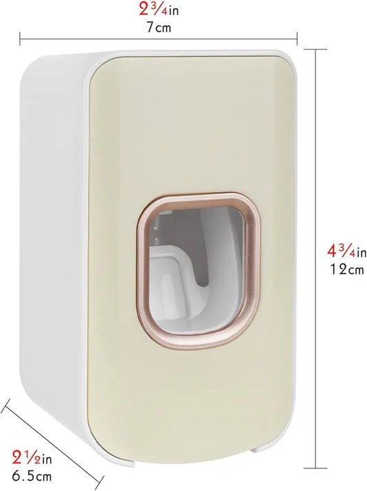 2 Slot Toothbrush Holder and Toothpaste Dispenser Wall Mounted, Automatic Toothpaste Squeezer, 2 in 1 Tooth Brush Toothpaste Organizer for Shower (Ivory Yellow 2Pack) - ModernBath