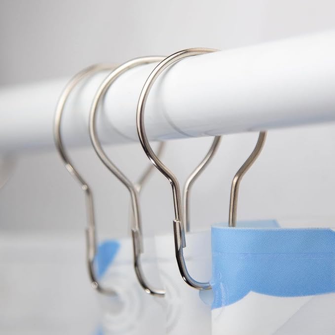 Lyellfe 200 Pieces Shower Curtain Hooks, Rust-Proof Metal Bathroom Curtain Rings for Bathroom Shower Rods Curtains