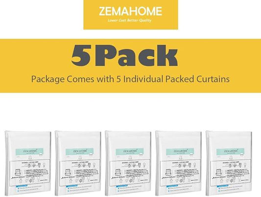 ZEMAHOME 5 Pack PEVA Plastic Shower Curtain Liner Premium Light Weight 72" x 72" Clear Bathroom Shower Showroom Curtain Liner with Rustproof Metal Gromments and Weighted Magnet - ModernBath