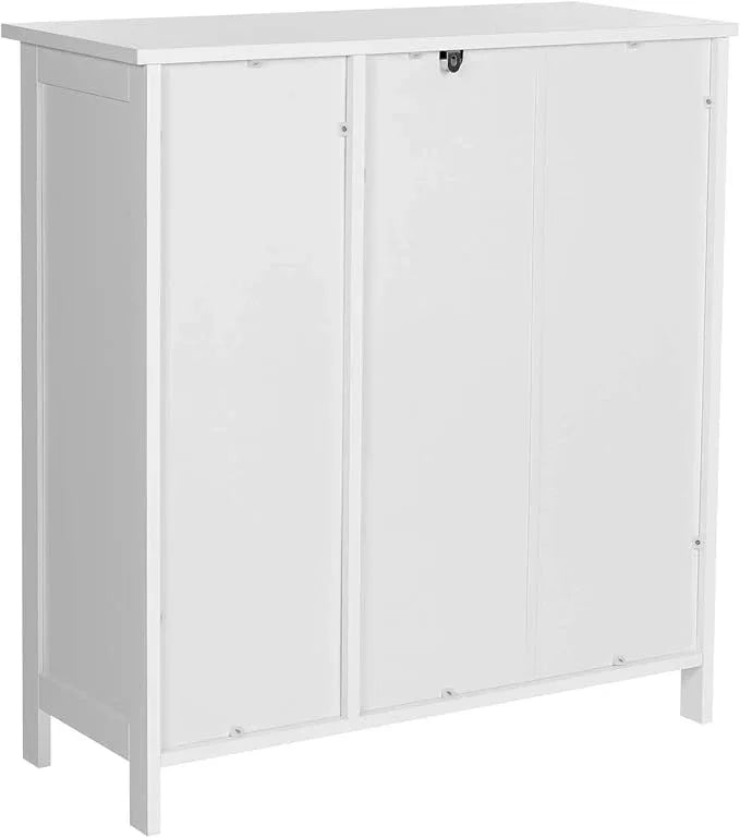 VASAGLE Floor Storage Cabinet with Drawer, Freestanding Cabinet with Doors, 3 Open Compartments, Adjustable Shelves, 11.8 x 29.5 x 31.5 Inches, for Bathroom, Living Room, Cloud White UBBC142W01 - ModernBath