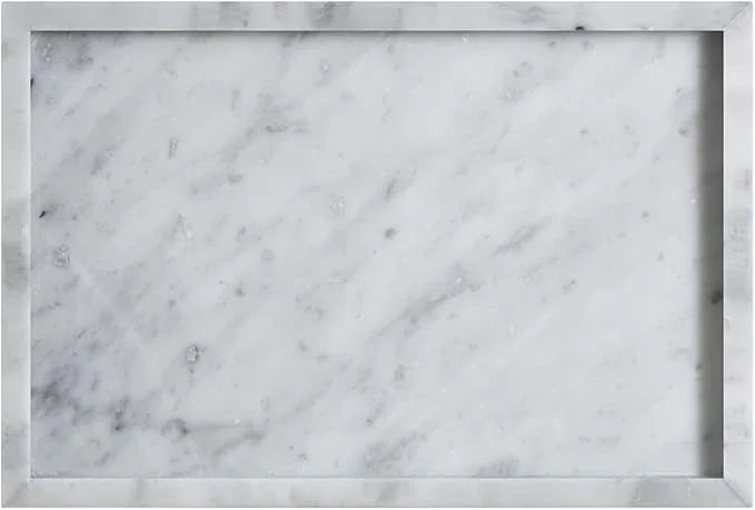 HAMAKAWA Large Bathroom Vanity Tray, Real Natural Marble Sink Tray 12 inch, Carrara White Stone Toilet Tank Trays, Modern Dresser Trays, Countertop Organizer for Kitchen Counter, Soap Dispenser - ModernBath