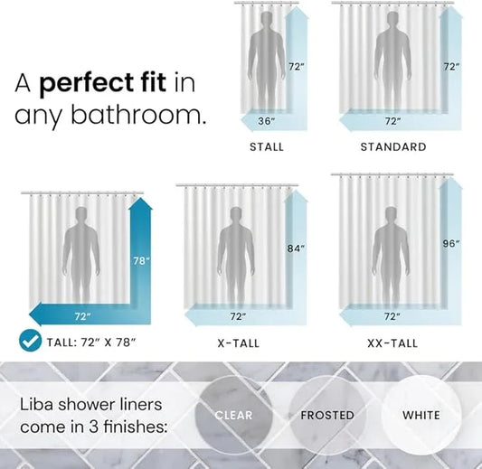 LiBa Bathroom Shower Curtain - Waterproof Plastic Shower Curtain Premium PEVA Non-Toxic with Rust Proof Grommets White 8G Heavy Duty Bathroom Accessories 72x78 - ModernBath