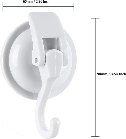 Heavy Duty Suction Cup Hooks for Shower, Bathroom Robe - Vacuum Glass Hooks, Reusable, No Hole Punched, for Garland Decoration (White, 6 Pack)