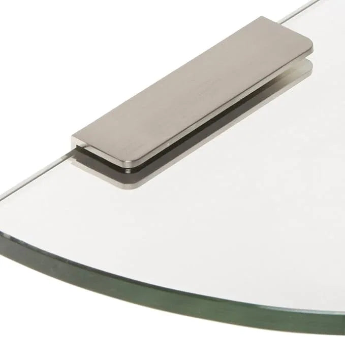 Spancraft Glass 4REC6QR-BR Quarter Round Glass Shower Shelf with 4" Rectangle Clamp, Brushed Nickel Bracket, 6" - ModernBath