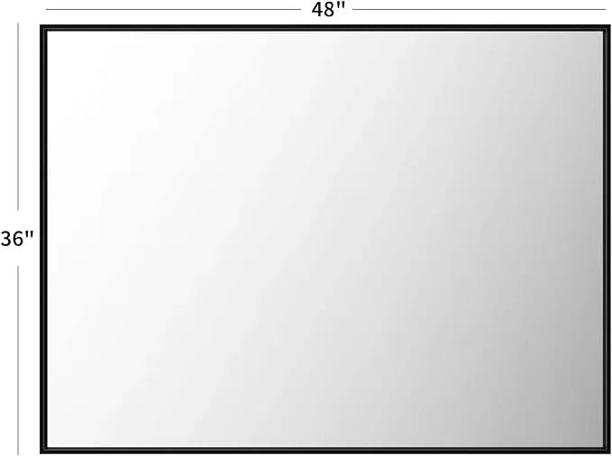 LOAAO 48"X36" Black Rectangle Bathroom Mirror Wall, Matte Black Aluminum Alloy Frame, Tempered Glass, Hangs Vertically or Horizontally, Easy to Install - ModernBath
