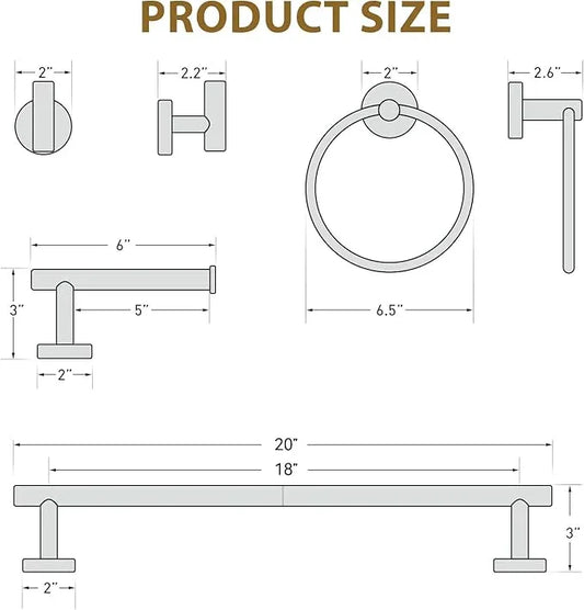 18 Inch Bathroom Hardware Set, Brushed Nickel Bathroom Accessories, Modern Towel Bar Set Wall Mounted, Durable SUS304 Stainless Steel, 4-Piece - ModernBath