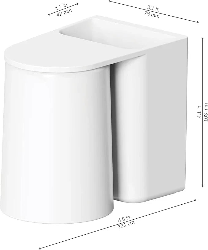 FLAUVEL Wall-Mounted Toothbrush and Toothpaste Holder - Self-Draining Design, Easy Installation, Space-Saving, White (Single - One Magnetic Cup) - ModernBath