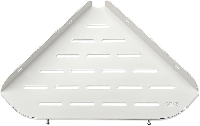 Bathroom Corner Shelf, 9" Shower Shelf Caddy, SUS304 Stainless Steel Shelf Wall Mount Corner Shelf with 2 Hooks, Matte White