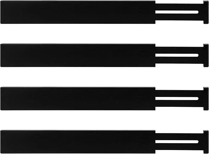 Utoplike 4 pcs Bamboo Kitchen Drawer Dividers Large, Adjustable Black Drawer Organizers, Spring Loaded, Works in Kitchen, Dresser, Bathroom, Bedroom, Drawer, Desk, 2.4" H - ModernBath